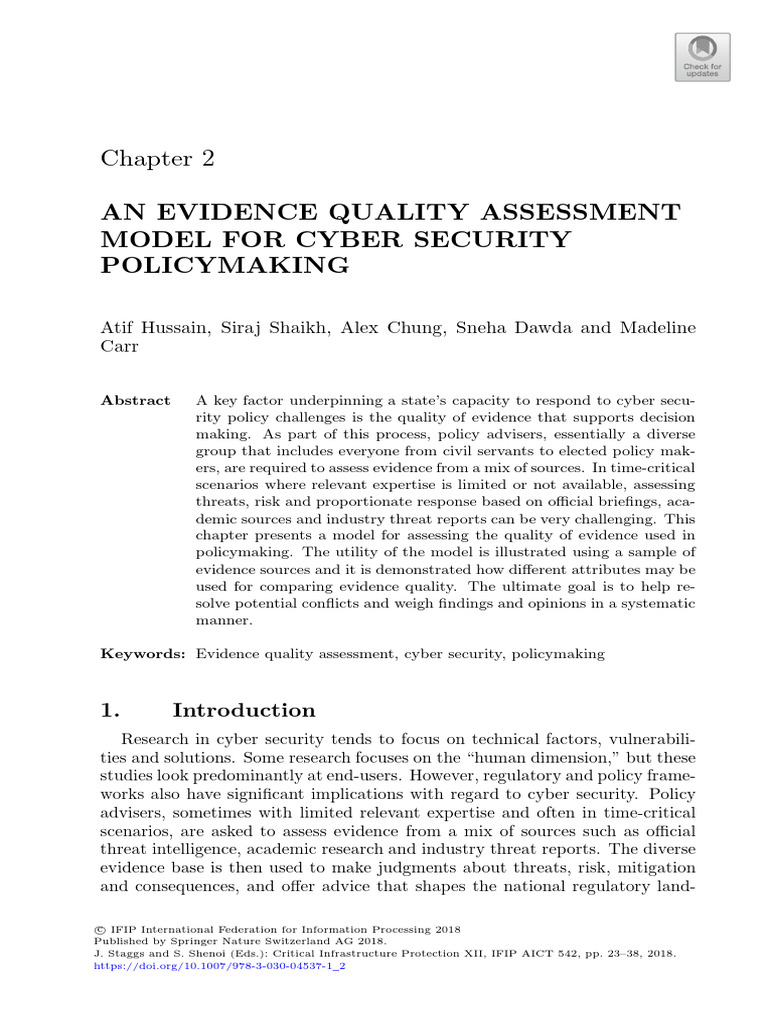 Cyber Security Evidence Quality Model | PDF | Cyberwarfare | Security