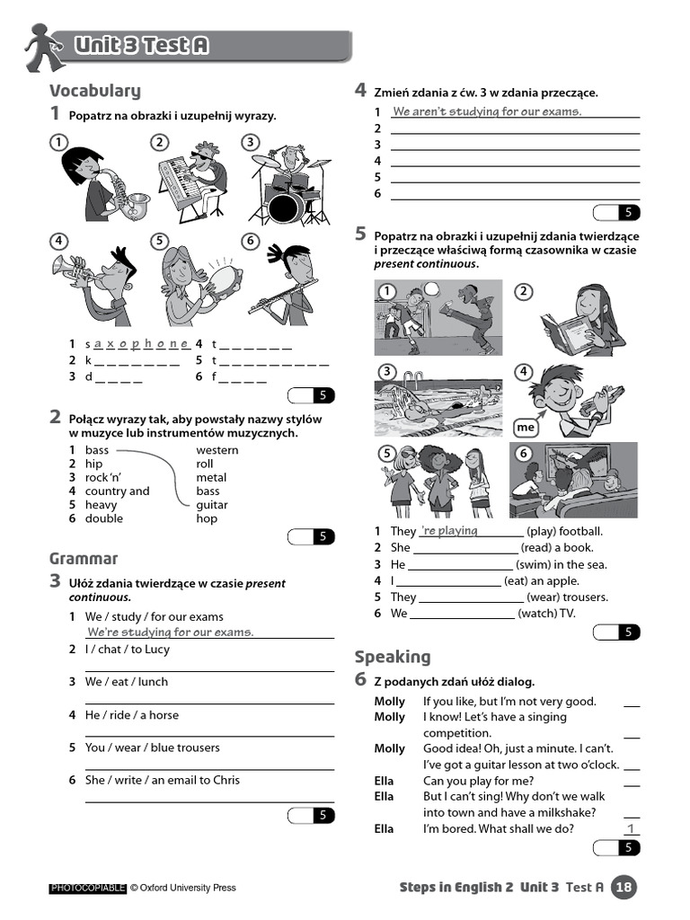 Steps in English 2: Unit 3 Test A | PDF