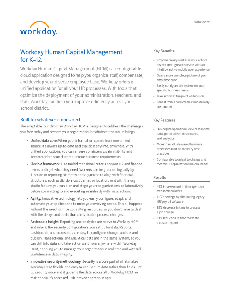 Datasheet HCM For k12 Us | PDF | Human Resource Management | Cloud ...