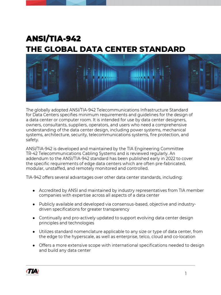 TIA-942 Data Center Standards Overview | PDF | Data Center | Computer ...