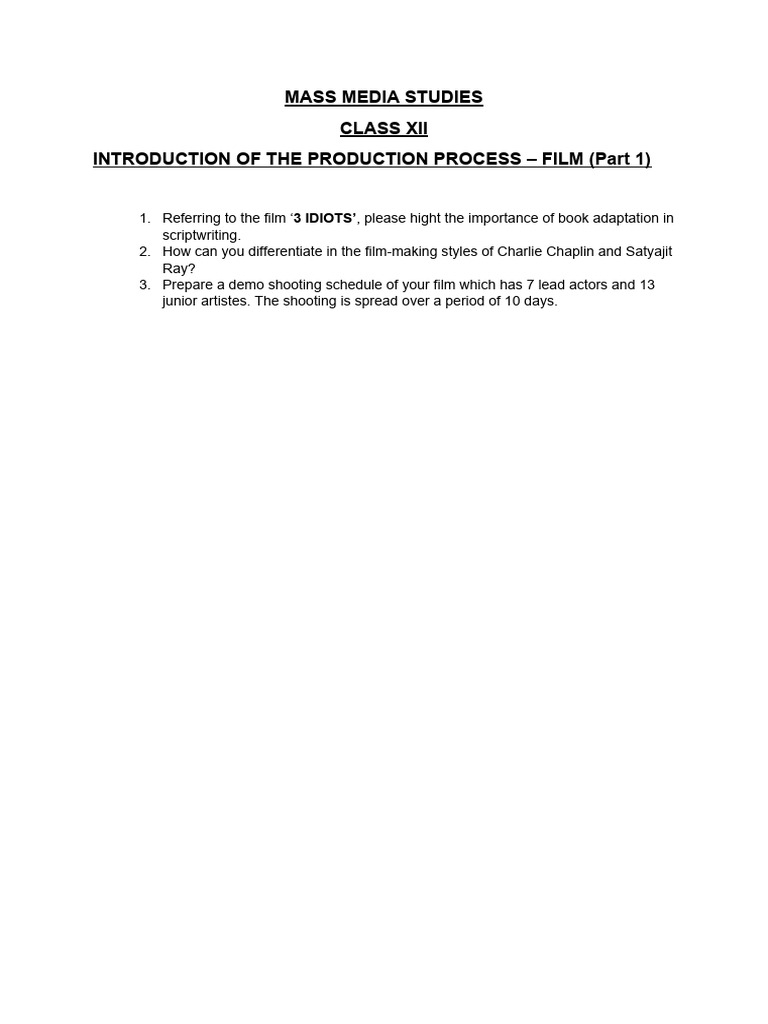 Introduction to the Production Process PDF
