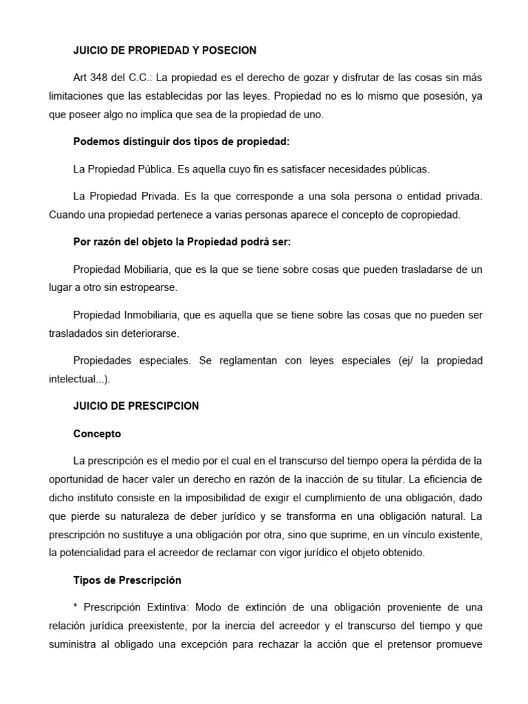 Juicio de Propiedad y Posecion | PDF | Estatuto de limitaciones