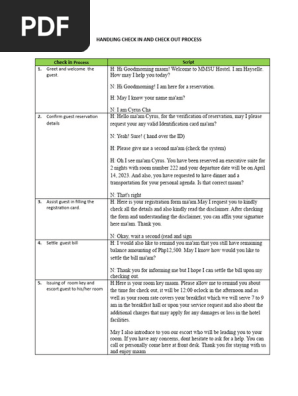 Check in and check out script