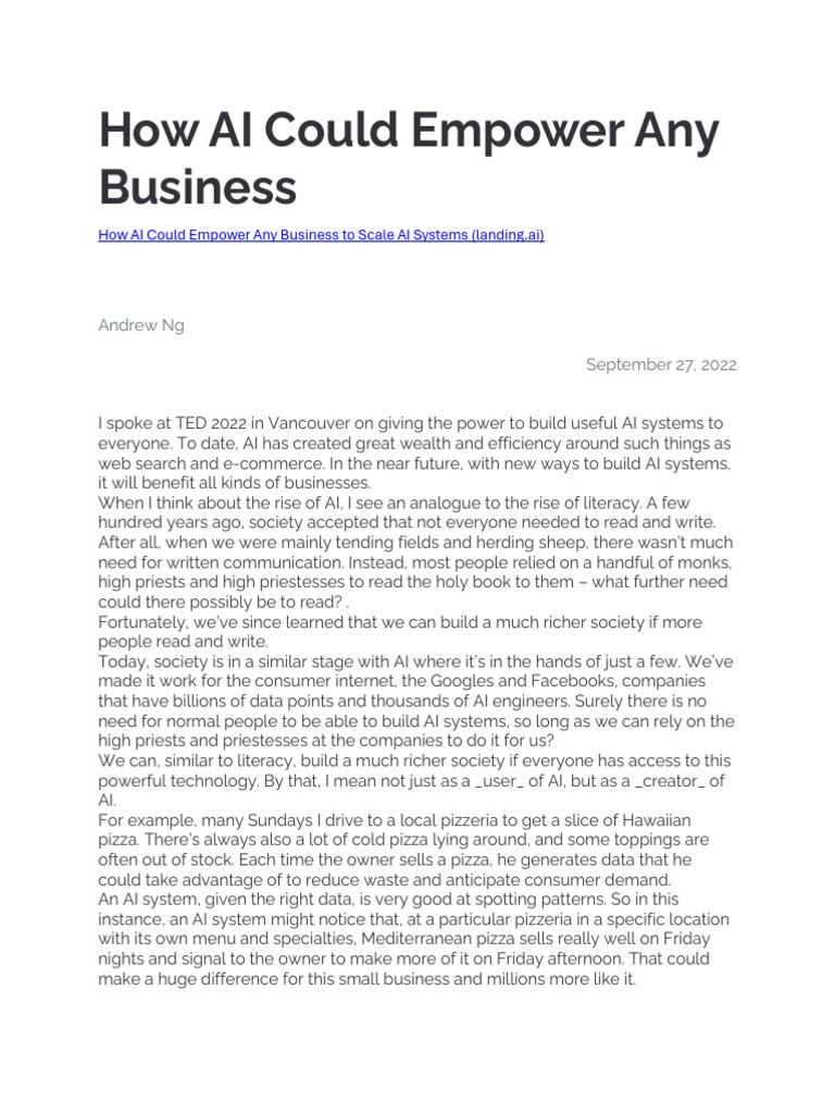 How Ai Could Empower Any Business Pdf Artificial Intelligence