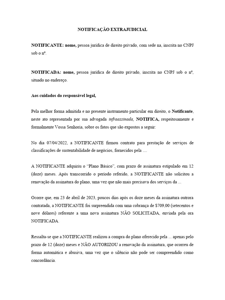 Notificação sobre Renovação Abusiva | PDF | Direito Civil (sistema ...