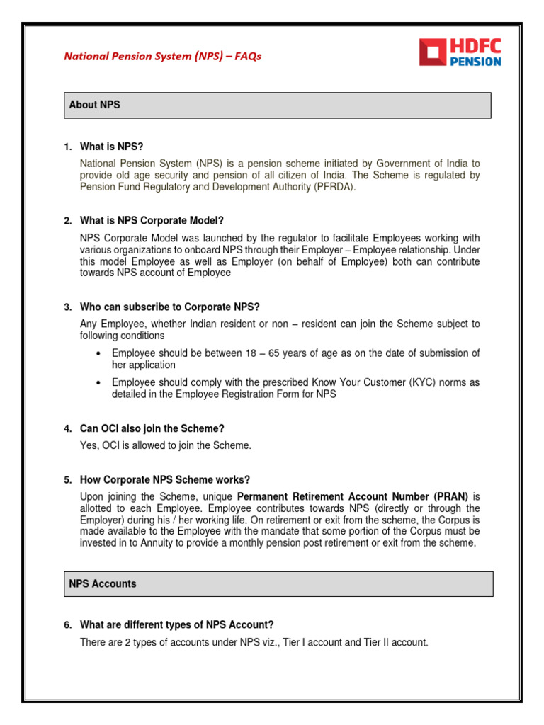 Faqs on nps hdfc v3 pdf pension life annuity