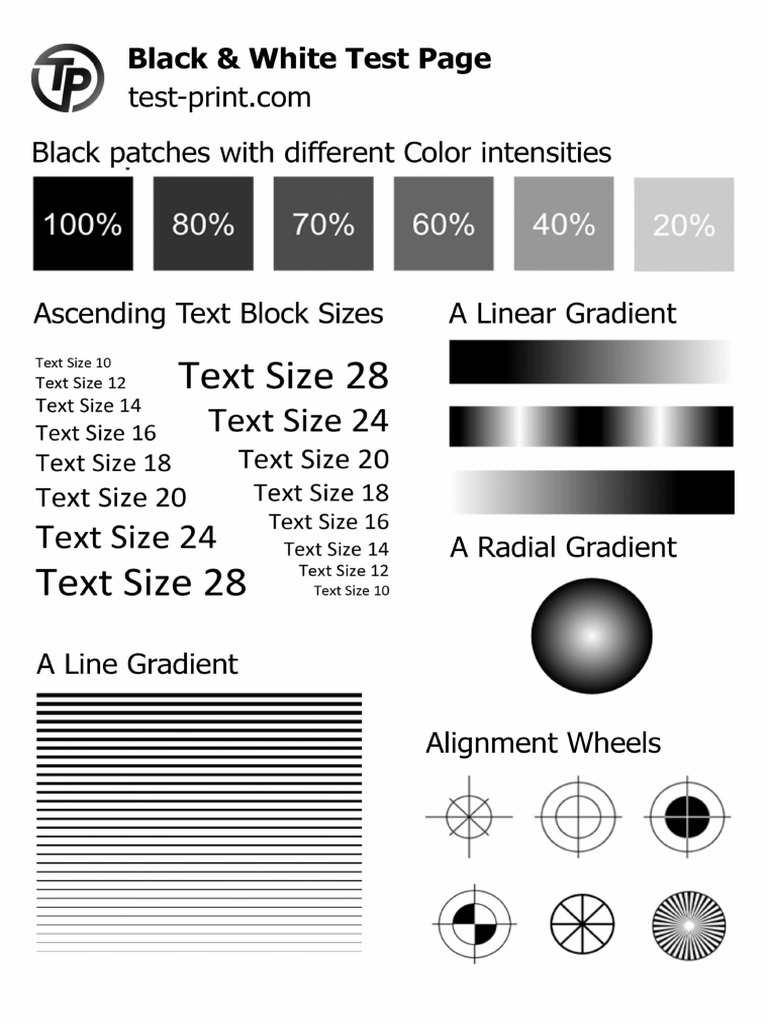 Printer test page pdf balck and white test page pdf