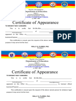 Certificate of Appearance