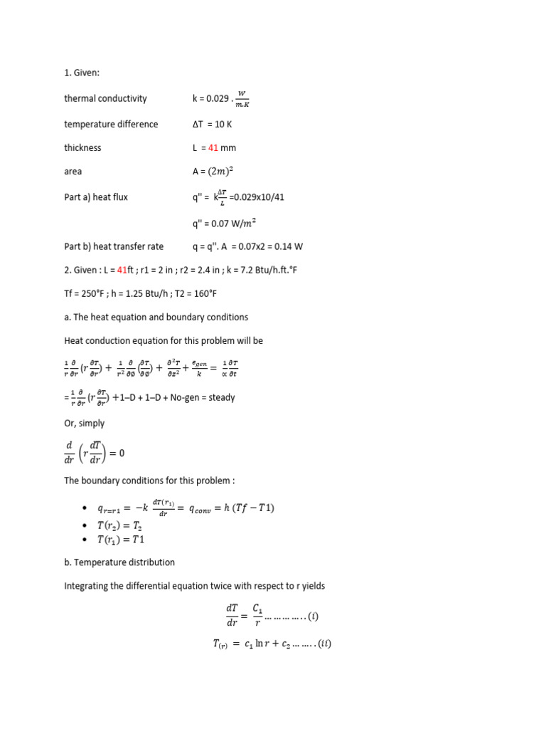 Heat Transfer Calculations and Analysis | PDF | Heat Transfer | Thermal ...