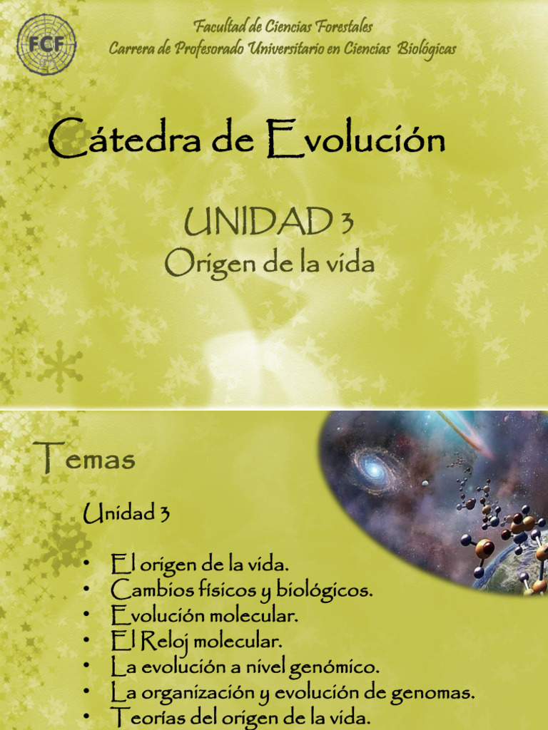 Origen de la Vida y Evolución Molecular | PDF | Biología Celular) | Virus