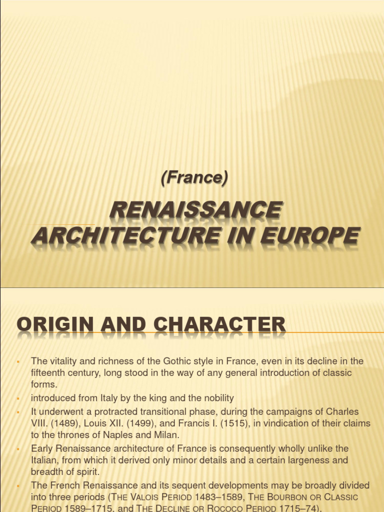 French Renaissance Architecture Overview | PDF | Gothic Architecture ...