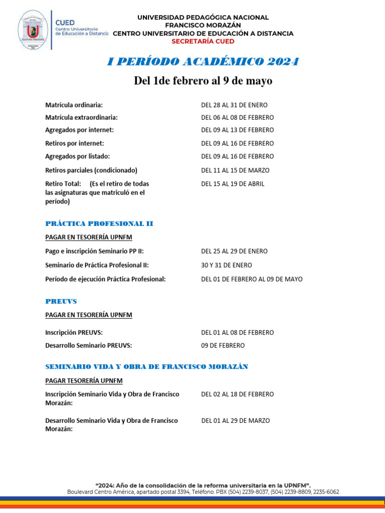 CALENDARIO ACADEMICO 1-2024 IP 24 de Enero 2024 | PDF