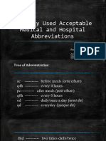 Commonly Used Acceptable Medical and Hospital Abbreviations