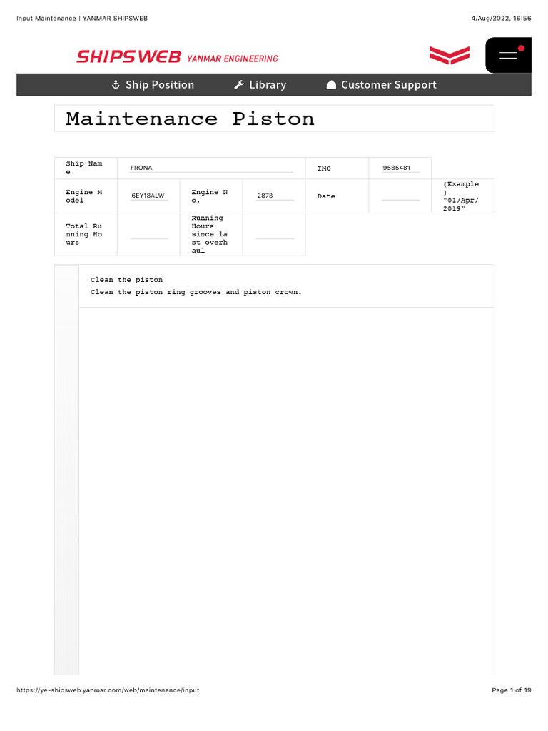 Yanmar Shipsweb Maintenance Guide | PDF | Piston | Bearing (Mechanical)