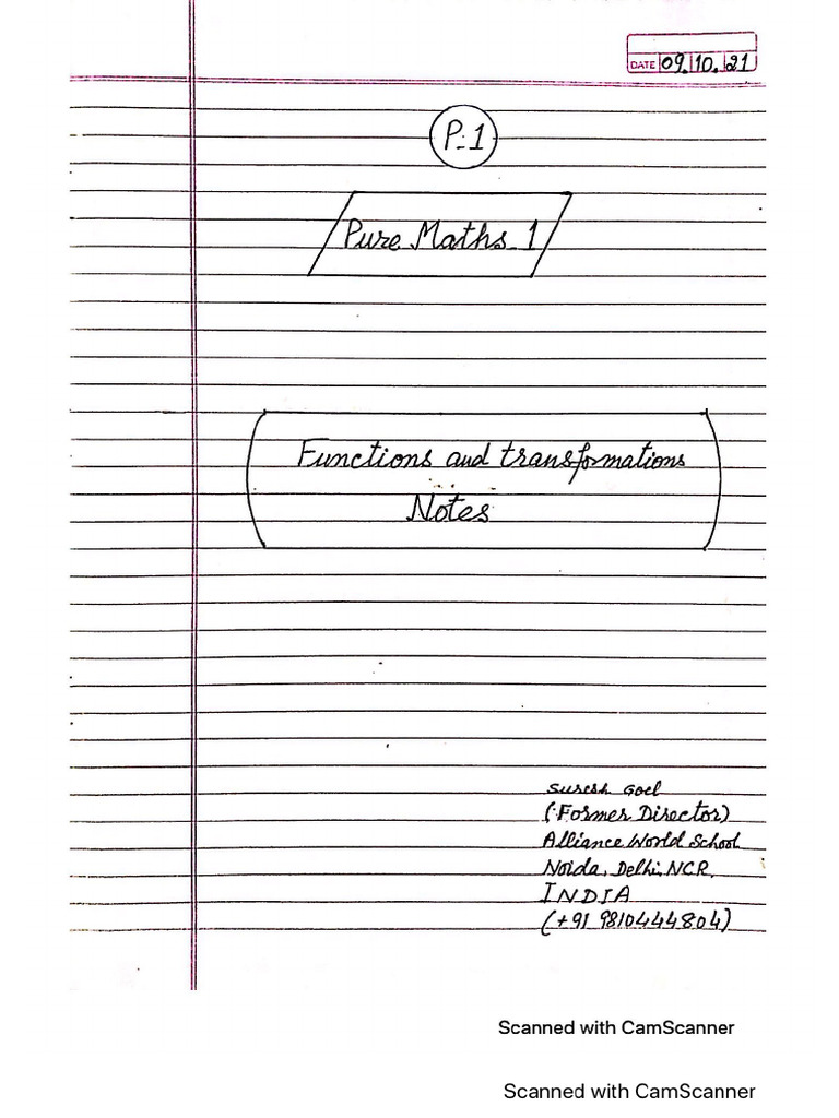 p1 Functions and Transformations Revised Notes | PDF