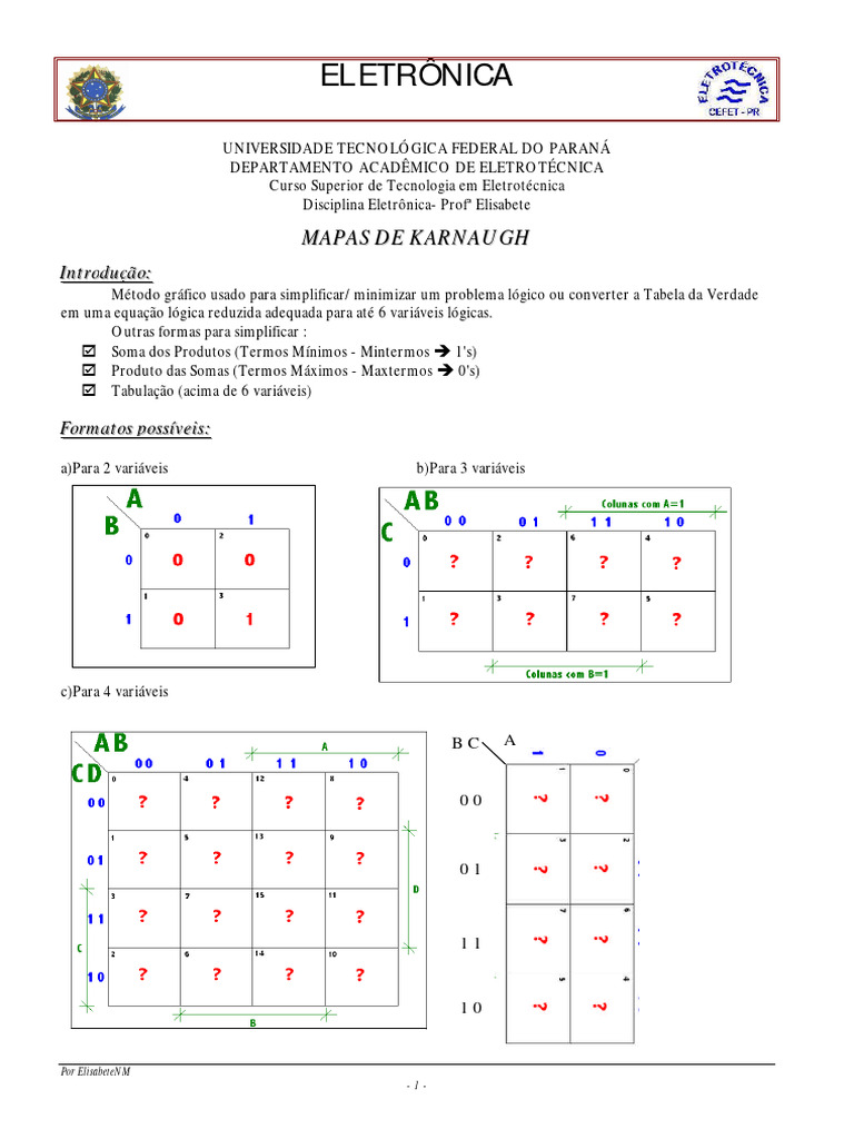 Mapa Karnaugh Pdf Lógica Matemática Matemática Aplicada