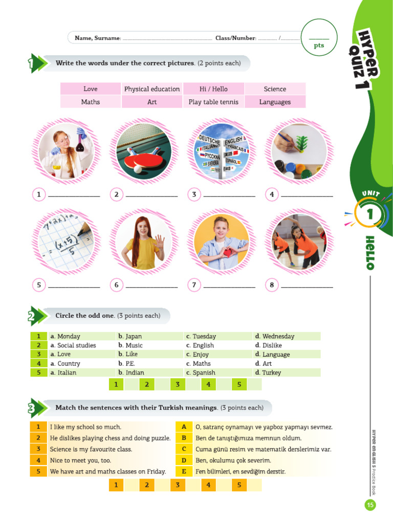 hyper english test book 5 sınıf cevapları