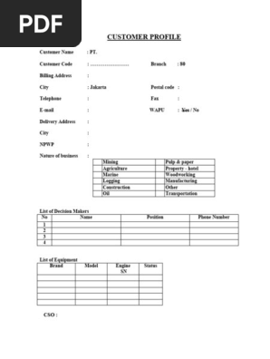 CUSTOMER PROFILE form