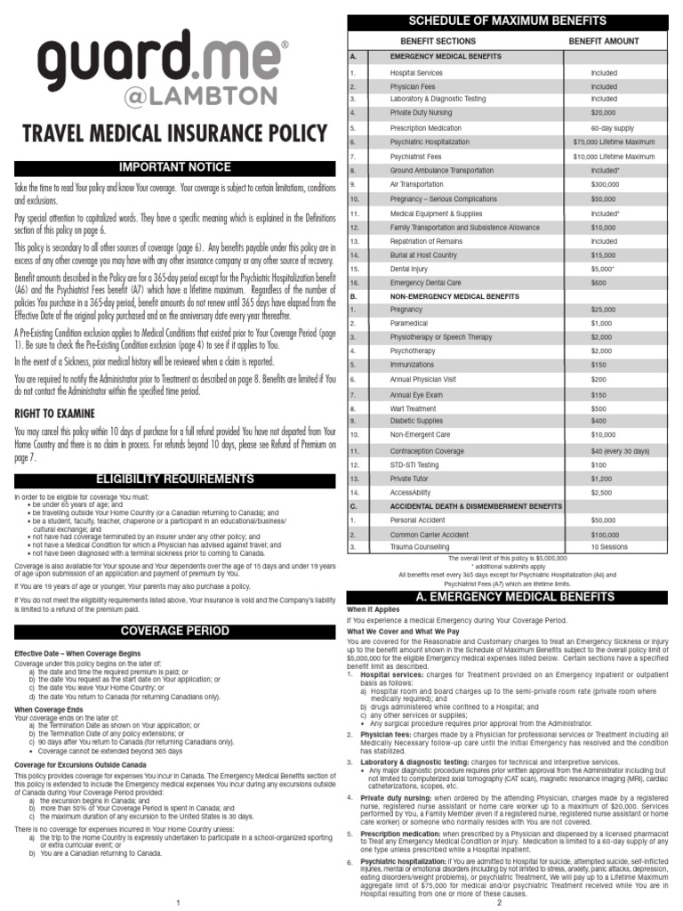Guard - Me@lambton Policy Wording - English - 1696715406 | PDF ...