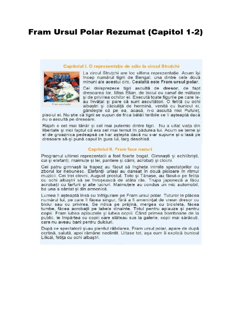 Rezumat Fram Ursul Polar Fram Ursul Polar Rezumat | PDF