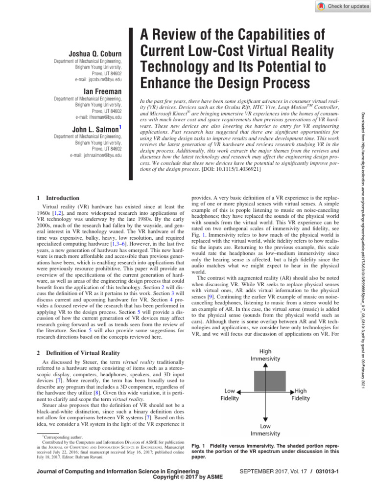 A Review of The Capabilities of Current Low-Cost Virtual Reality ...