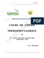 Cours Chimie 1ère Année Thermodynamiq 1 2023 2024