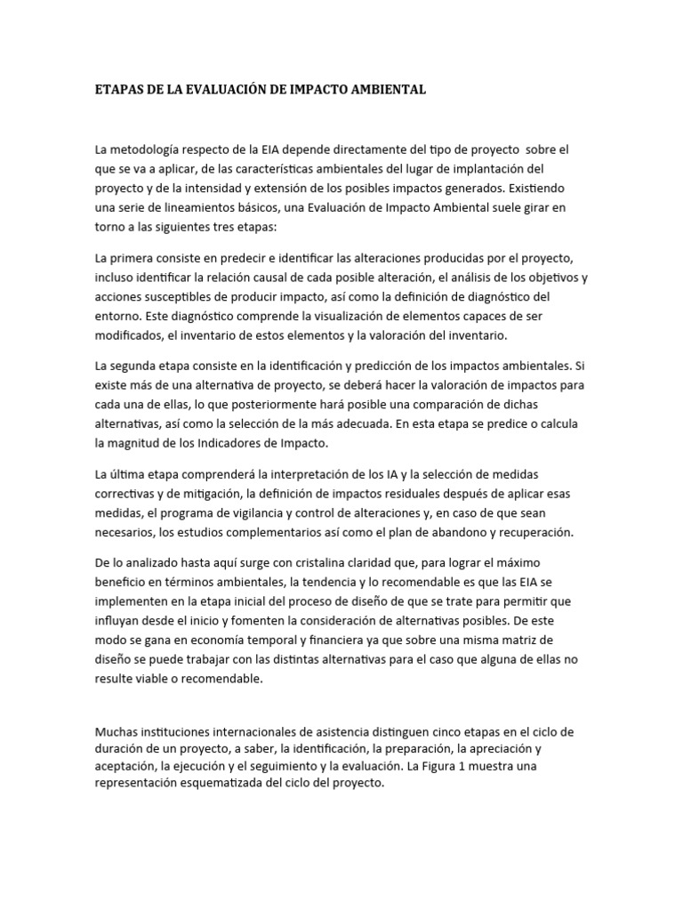 Etapas de Evaluación de Impacto Ambiental | PDF | Evaluación de impacto ...