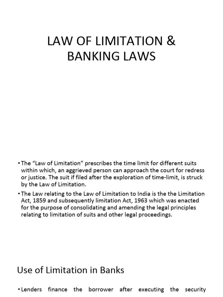 LAW OF LIMITATION & BANKING LAWS PDF Mortgage Law Loans