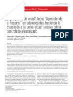 Mindfulness Aprendiendo A Respirar en Adolescentes Haciendo La Transicion A La Universidad