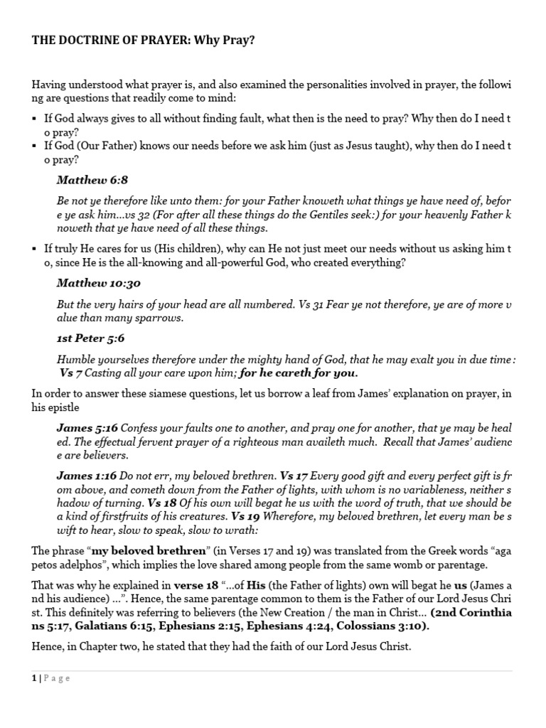 Understanding the Doctrine of Prayer | PDF | Jesus | Acts Of The Apostles