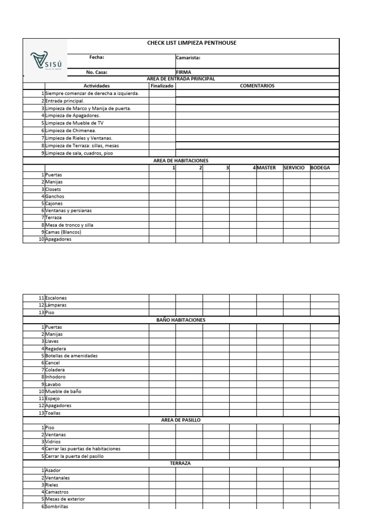Picture of Checklist de Limpieza para Penthouse | PDF | Bienes manufacturados ...
