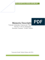 Memoria Fisico Descriptiva Vivienda Villas de Europa.