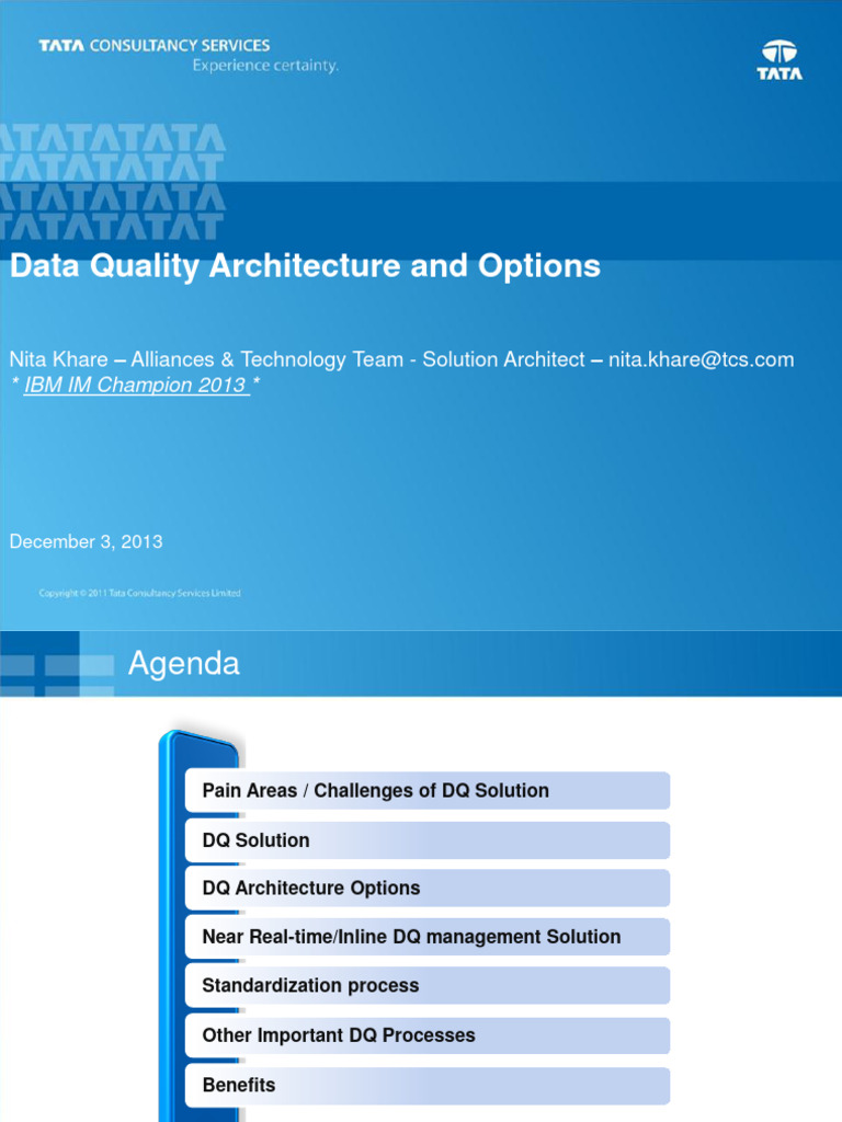 IBM - Data Quality Achitecture Options and Approach | PDF | Data ...