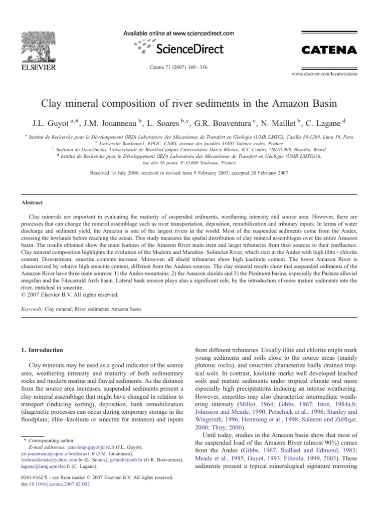Guyot Etal 2007 Clay Minerals Amazon Basin | PDF | Amazon River ...