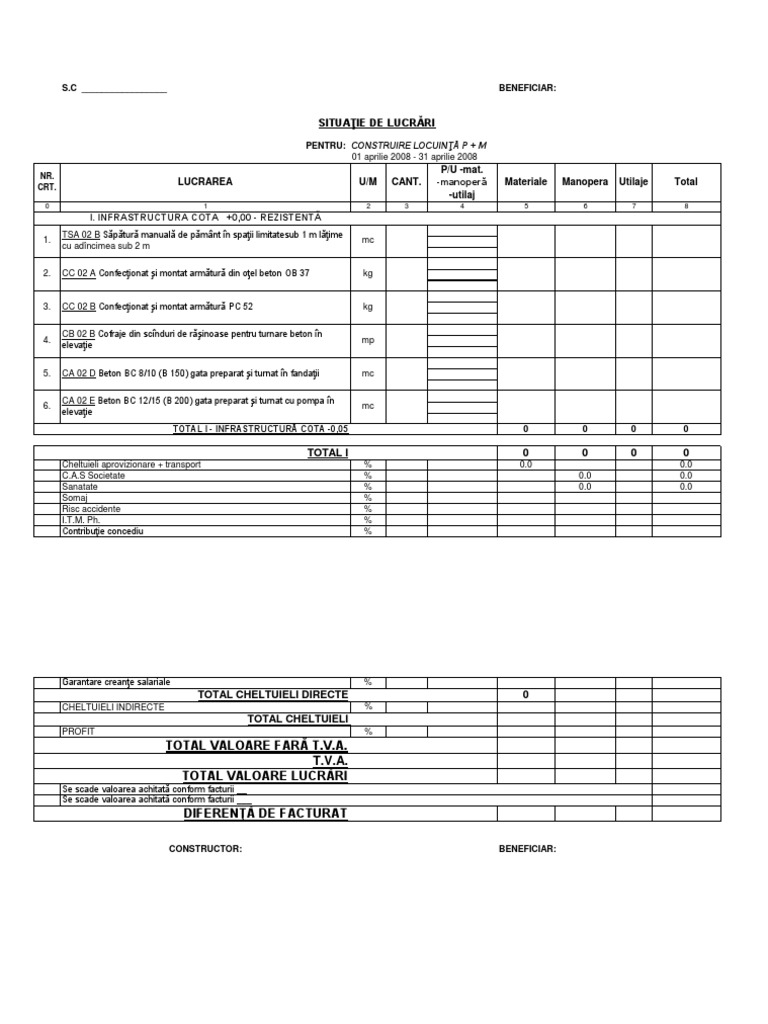 Deviz lucrari constructii pdf in romana