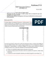 Problema Nº13: IIQ437 Operaciones Unitarias I Control Nº2