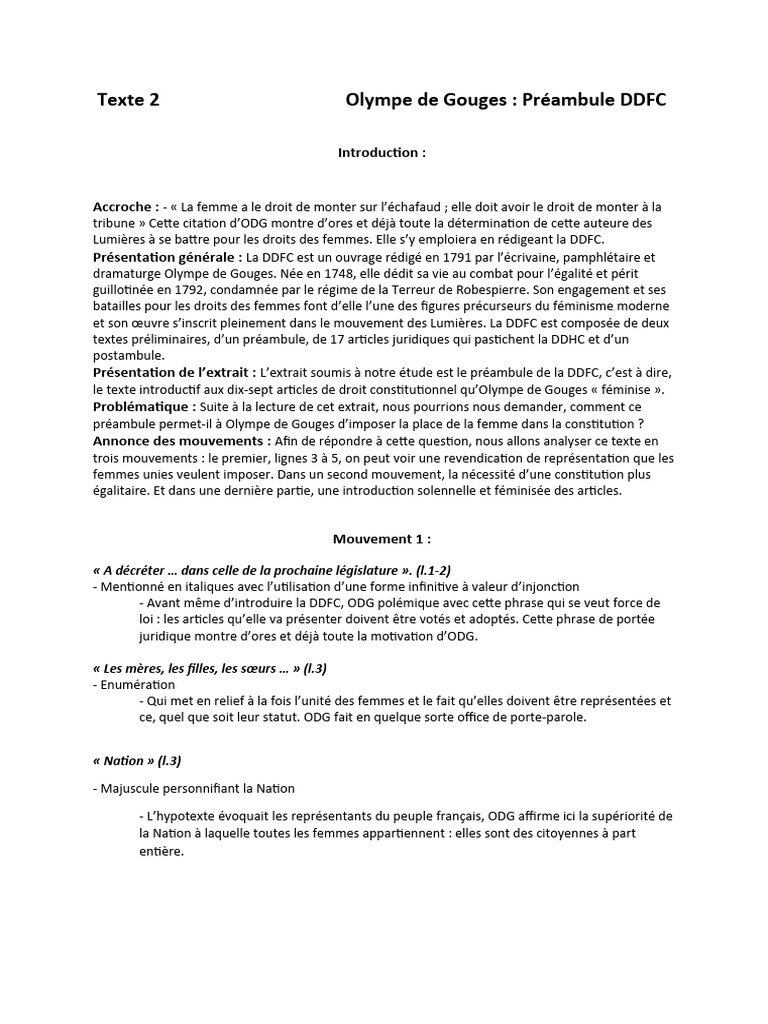 Préambule de la DDFC : Droits des Femmes | PDF | Philosophie