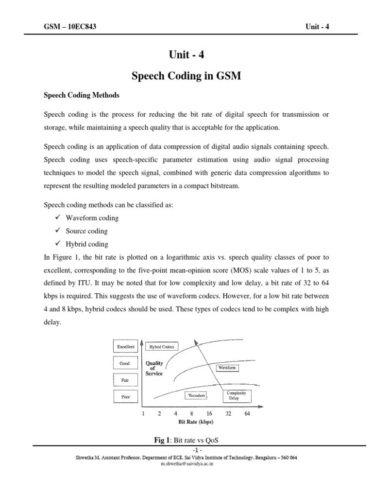 Speech Coding Techniques in GSM | PDF | Codec | Data Compression