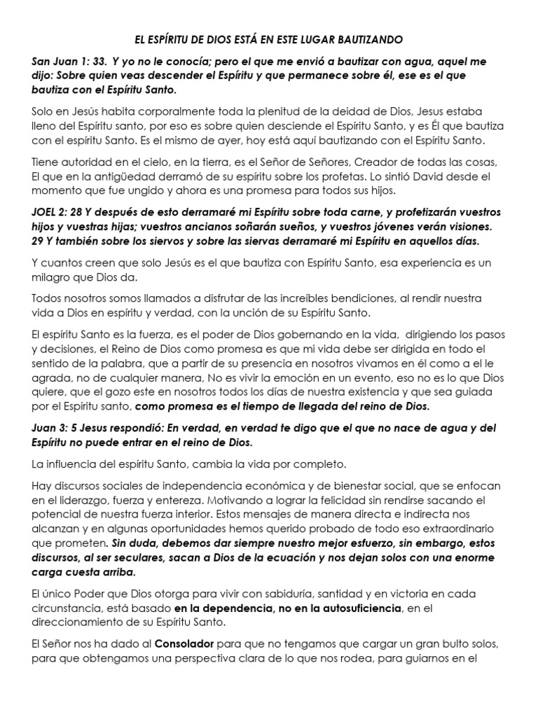 Enseñanza La Obra Del Espiritu Santo | PDF | espíritu Santo | Jesús