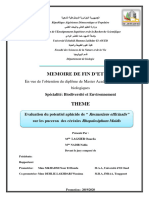 Memoire de Fin D'Etude: en Vue de L'obtention Du Diplôme de Master Académique en Sciences Biologiques