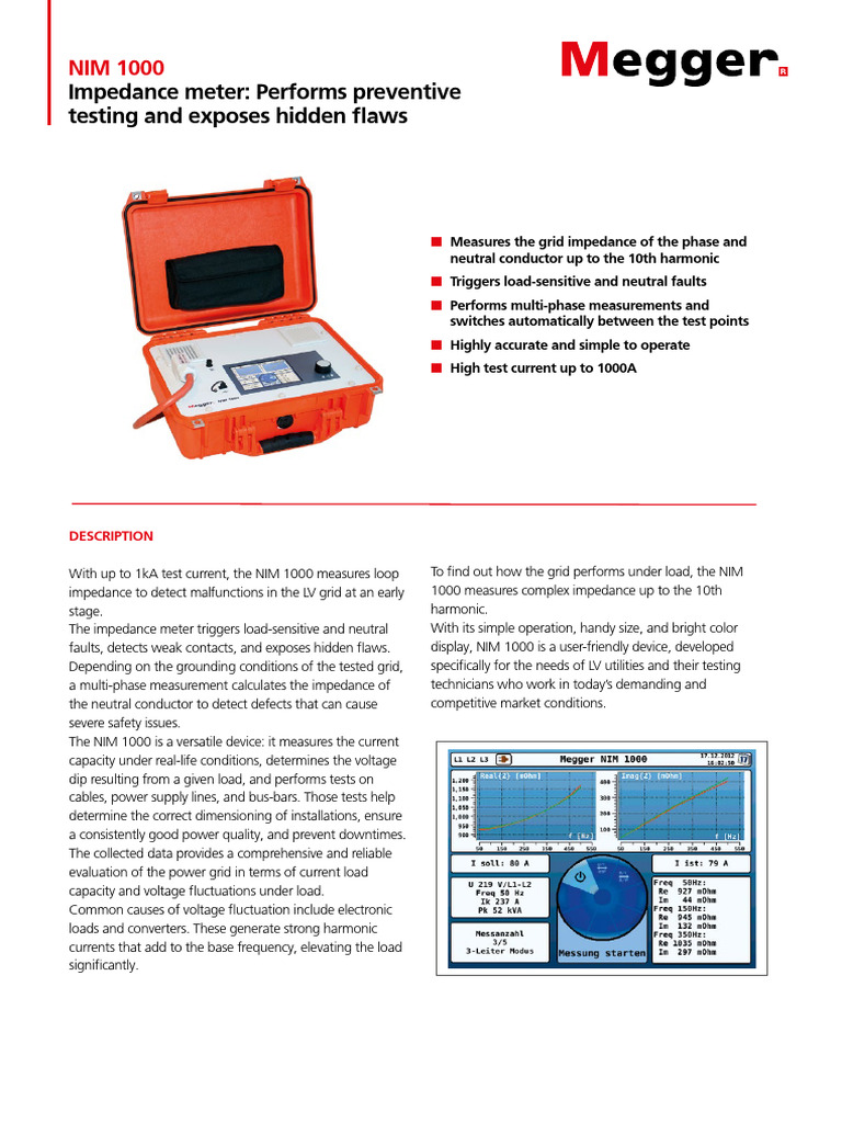 Megger Nim1000 - DS - Us | PDF | Electrical Impedance | Electrical Grid