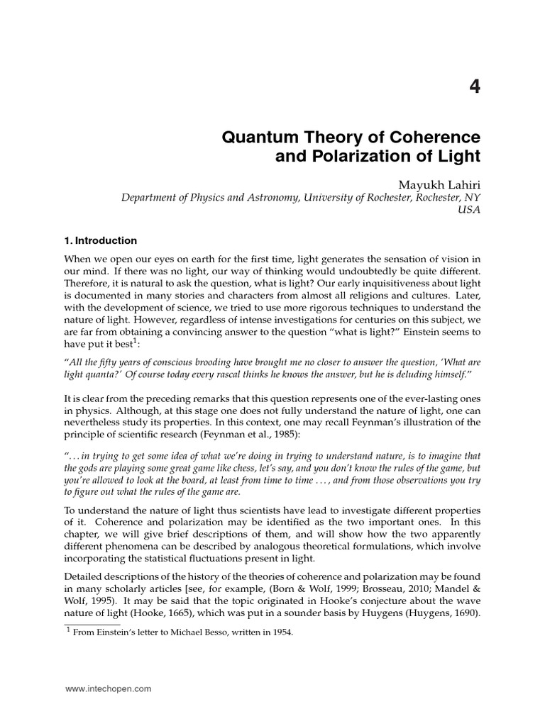 Quantum Coherence and Light Polarization | PDF | Coherence (Physics ...