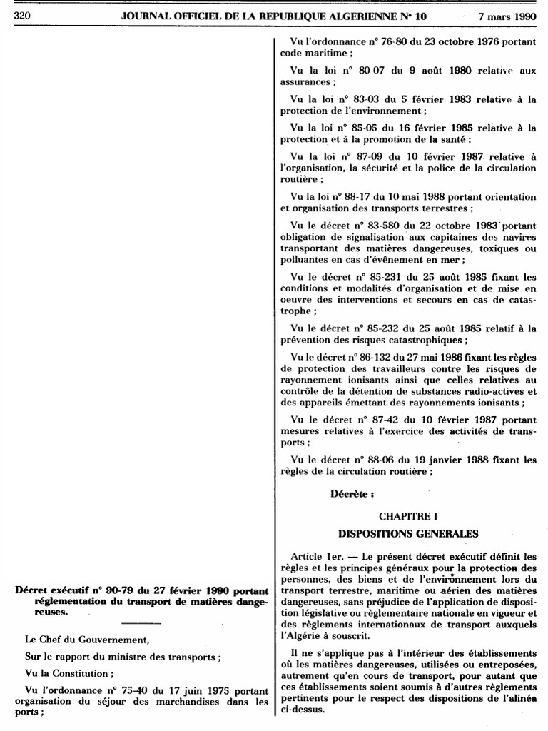 DZ Decret Executif 90-79 | PDF
