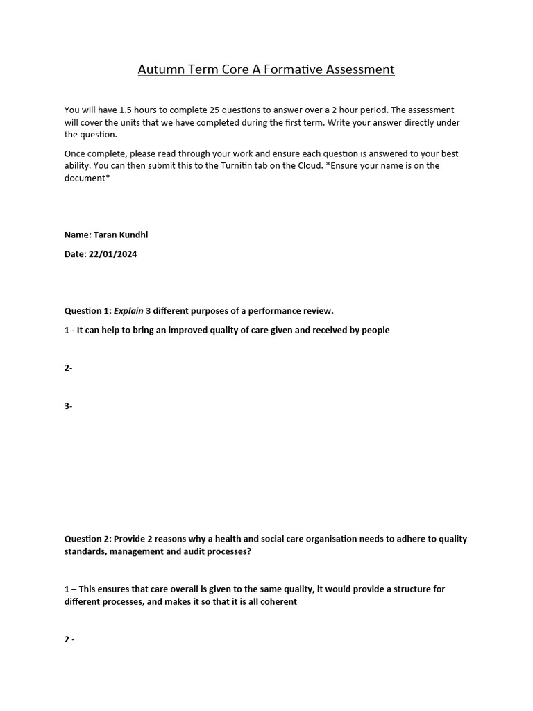 Autumn Term Assessment Overview | PDF | National Health Service ...