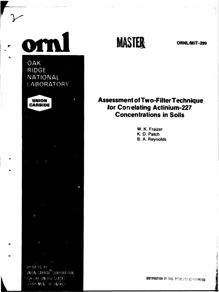 Assessment of Two Filter Technique For Correlating Actinium 227 ...