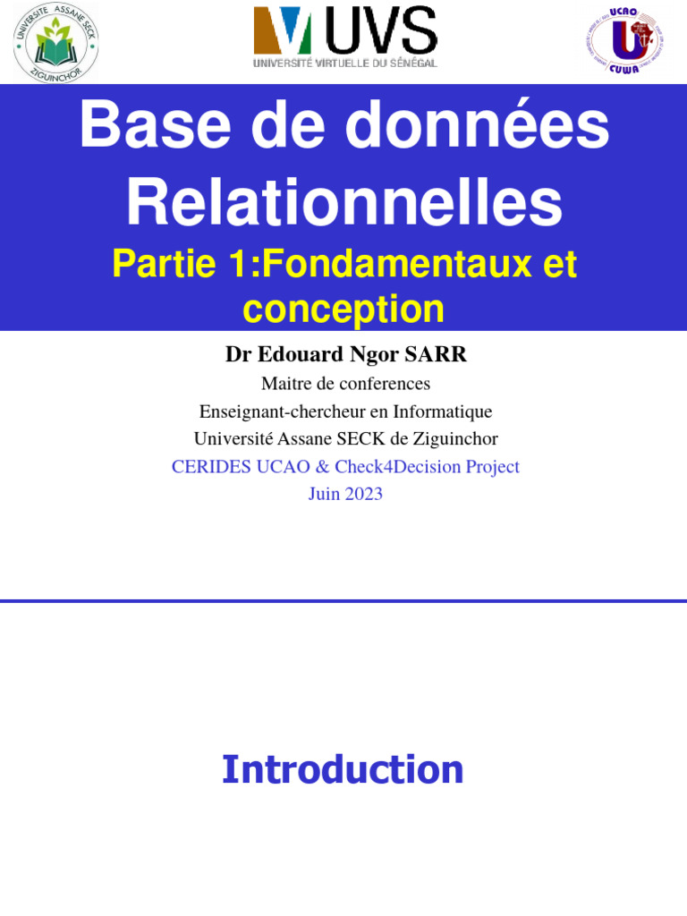Fondamentaux des Bases de Données Relationnelles | PDF | Base de ...