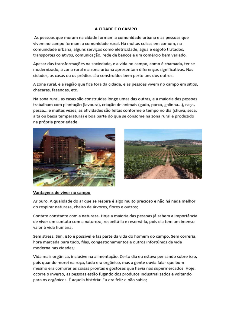 A Cidade e o Campo | PDF | Vida | Tempo