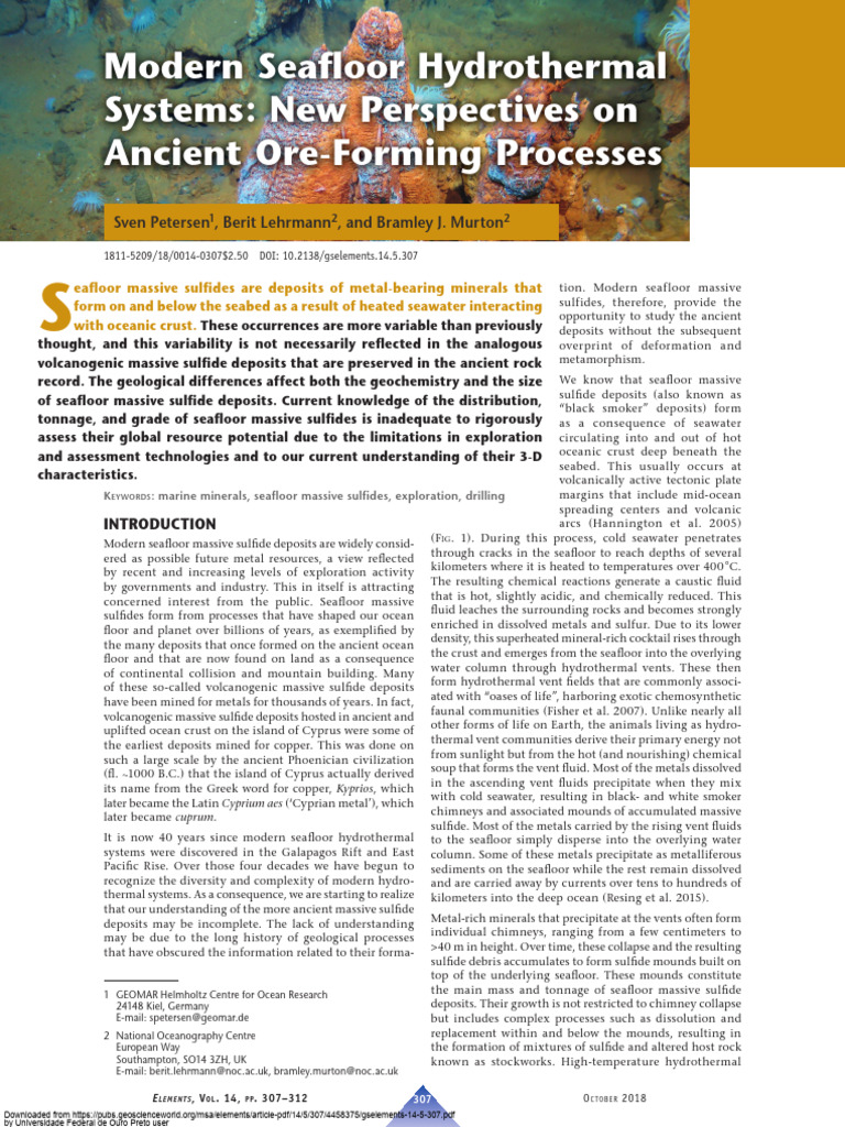 Seafloor Hydrothermal Systems | PDF | Hydrothermal Vent | Seabed