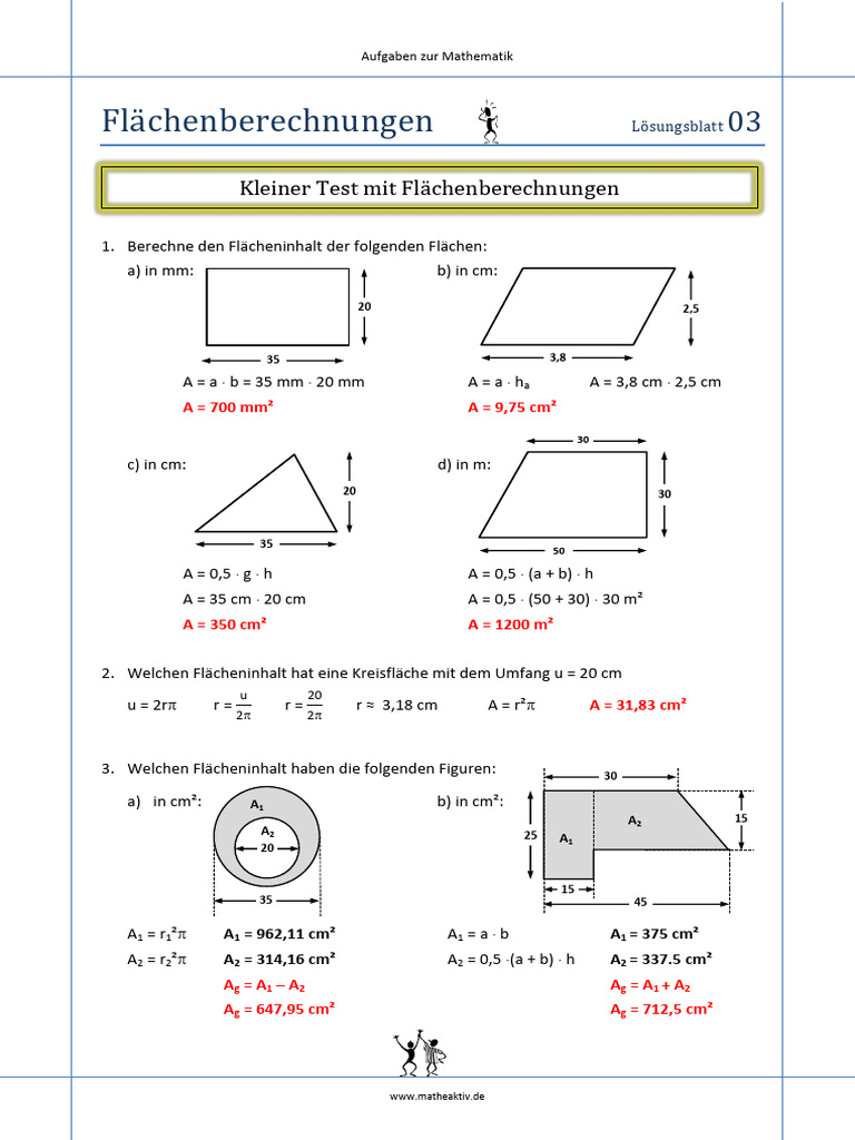 03-Flaechenberechnungen Loesung | PDF