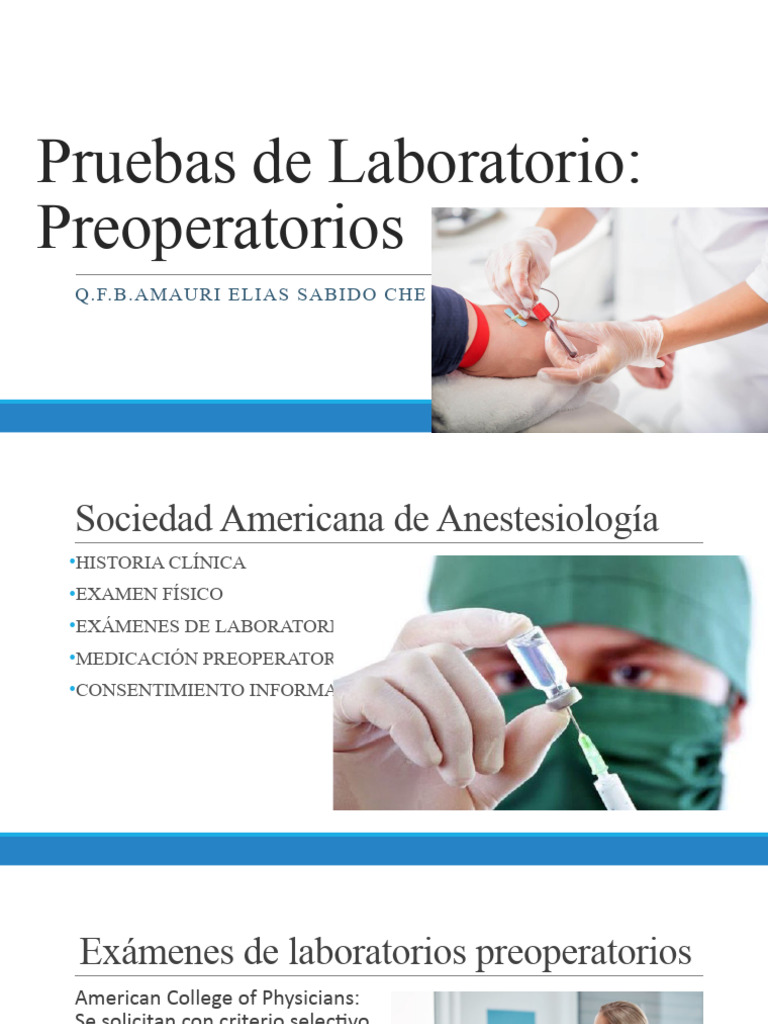 Pruebas de Laboratorio Preoperatorios | PDF | Coagulación | Causas de ...